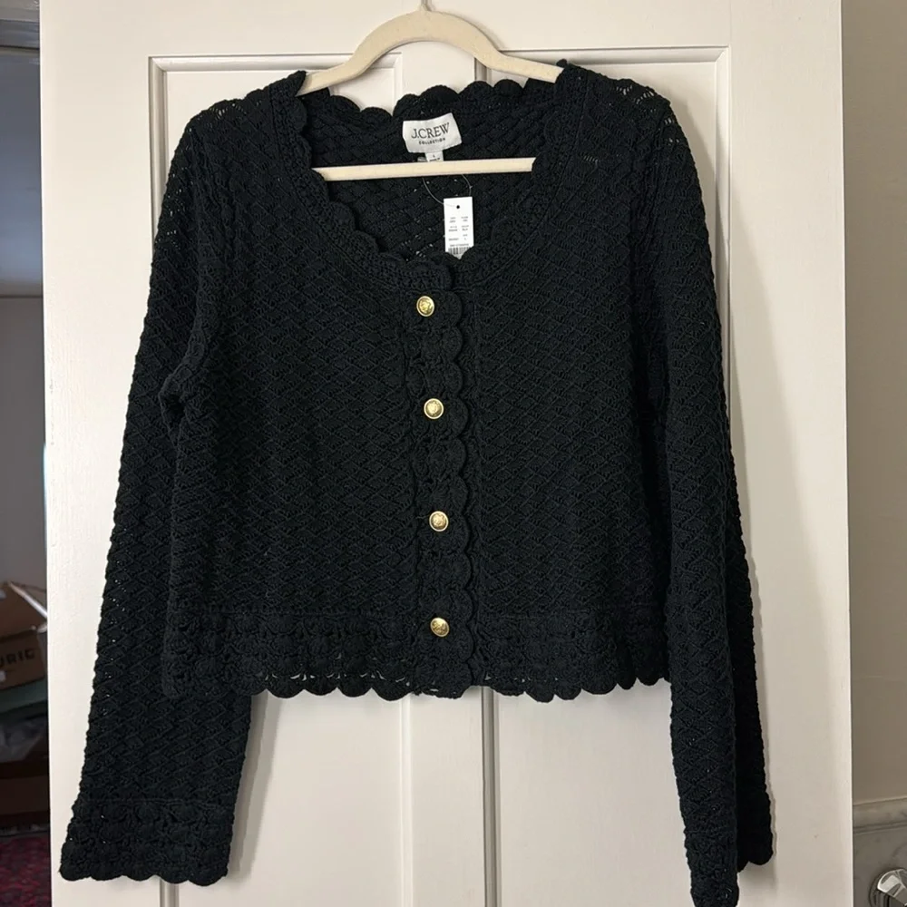 J.Crew Collection Crochet cropped cardigan sweater BS948